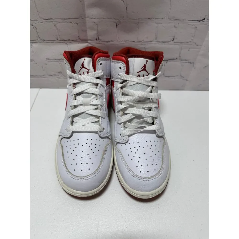 Nike Air Jordan 1 Mid SE GS White Red Sail Youth 6Y NIB